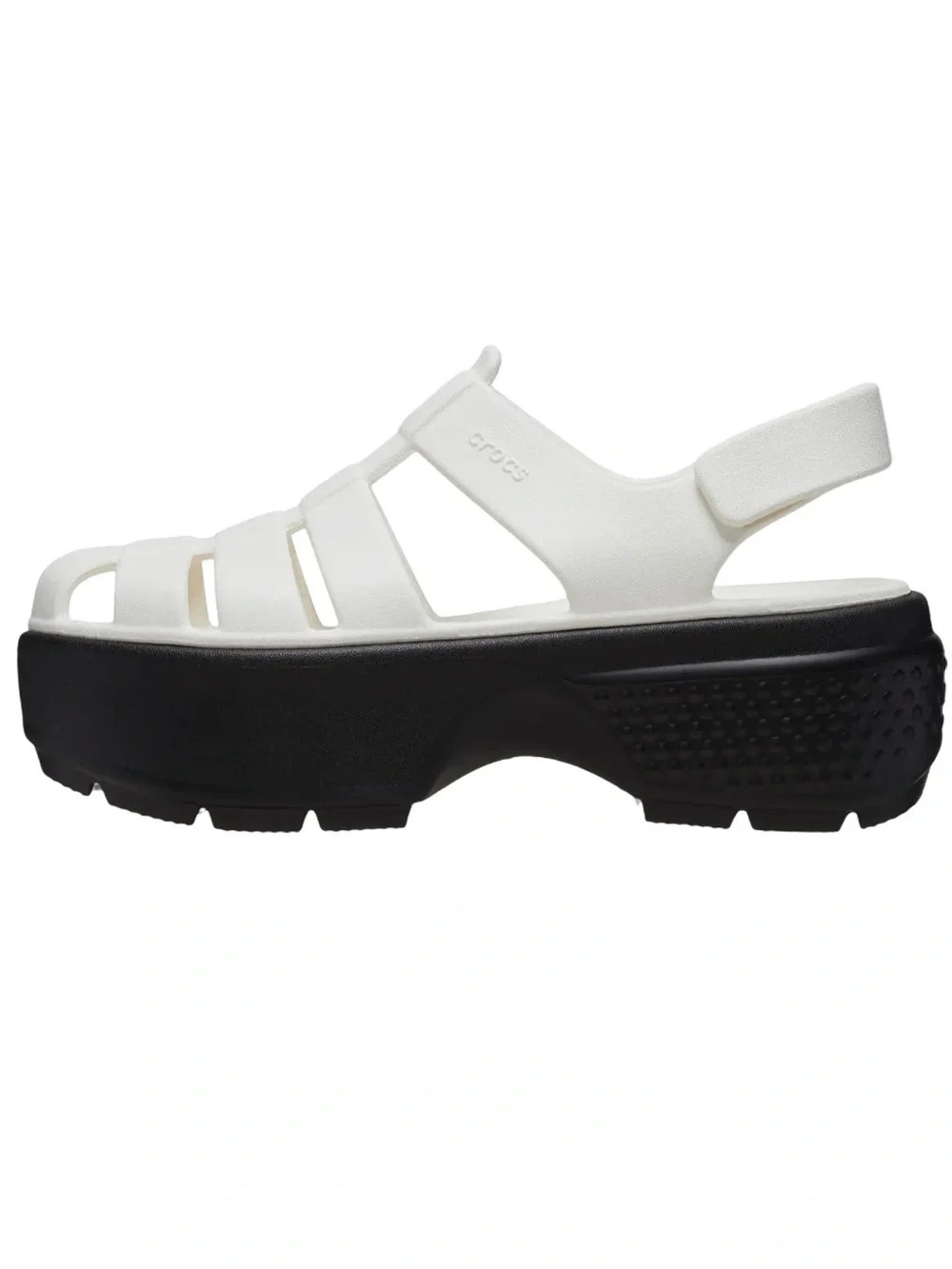 New from Anthropologie CROCS White & Black Platform Fisherman Sandals Size 9